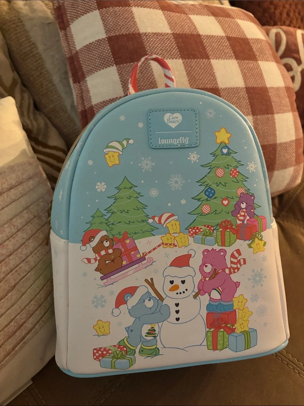 Loungefly Care Bears Blue White Christmas Mini Backpack